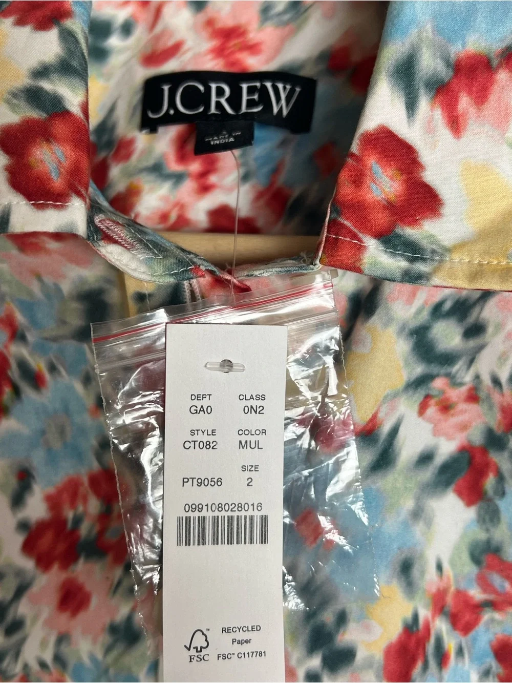 NWT J. Crew Floral Button-Front Short Sleeve Top